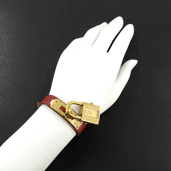 HERMES Kelly Watch Vintage Quartz Gold Dial Ladies Watch - Picture 1 of 14